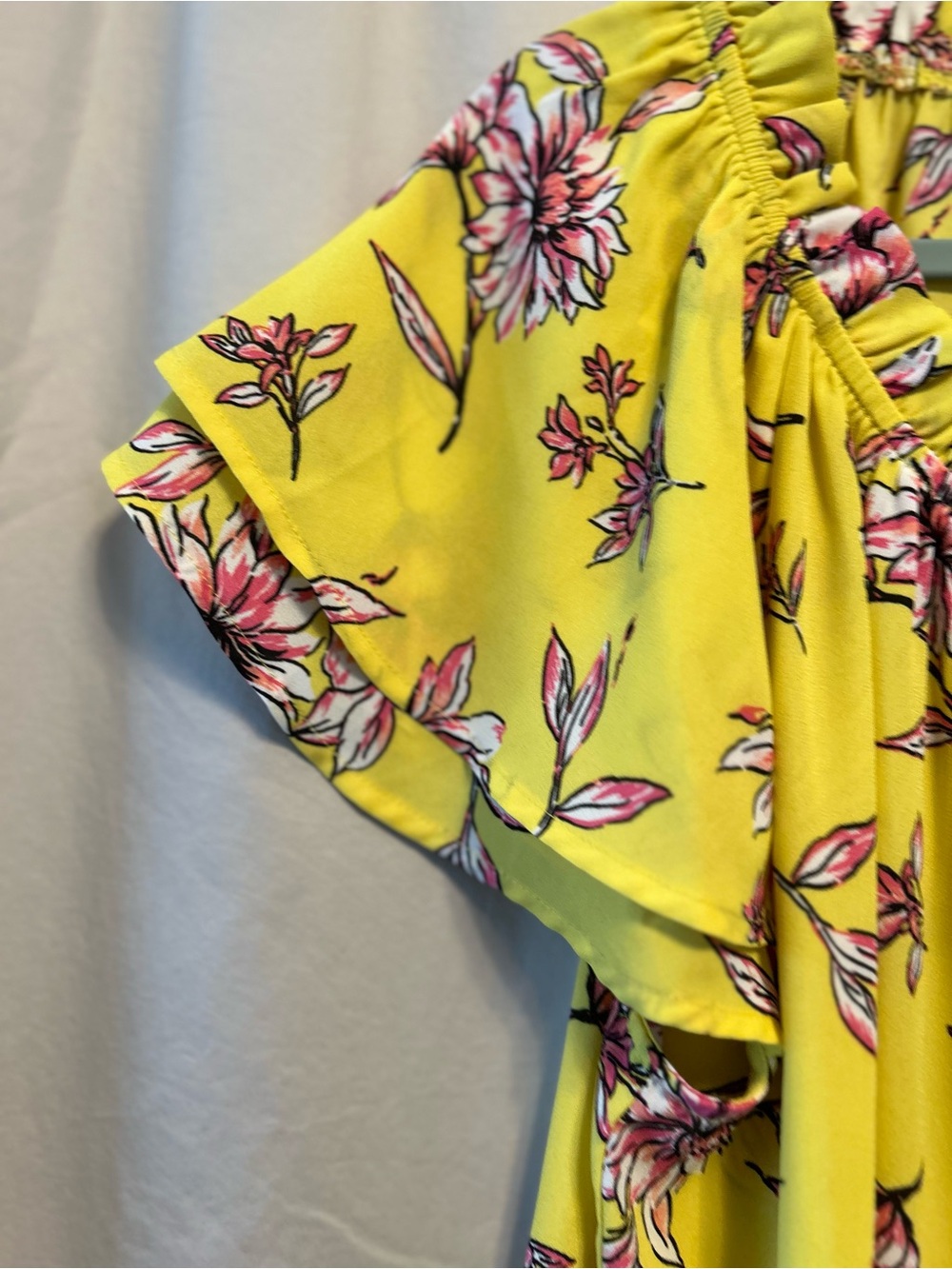 Counterparts Yellow Floral Ruffle Neck Blouse - Picture 3 of 4